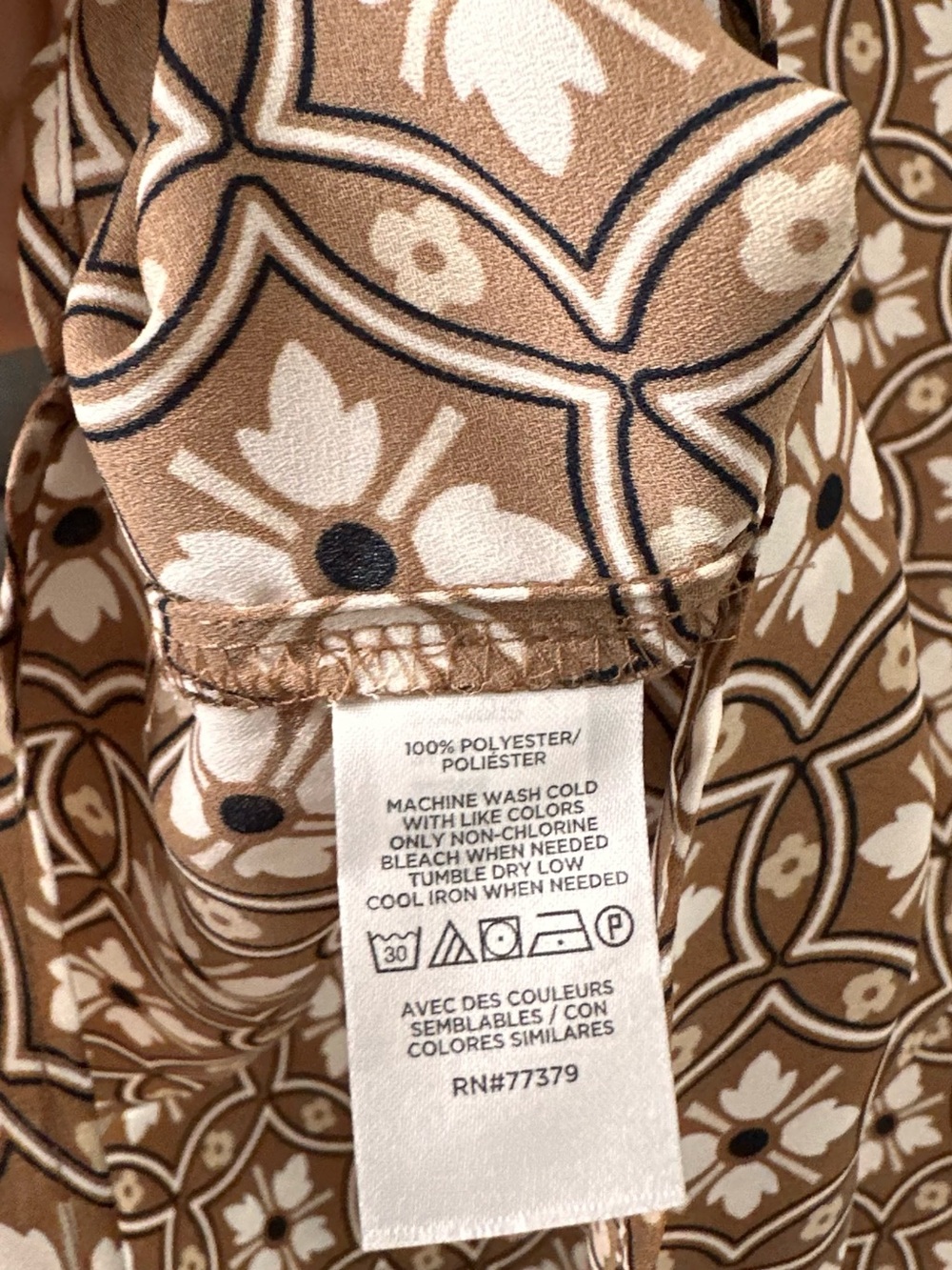 Ann Taylor Brown and Cream Geometric Sleeveless Top - size S - Picture 4 of 11